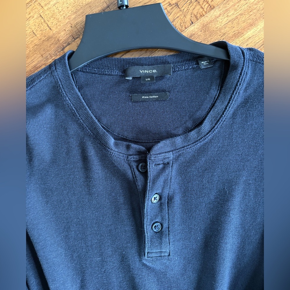 Vince Men's Deep Blue Long Sleeve Henley